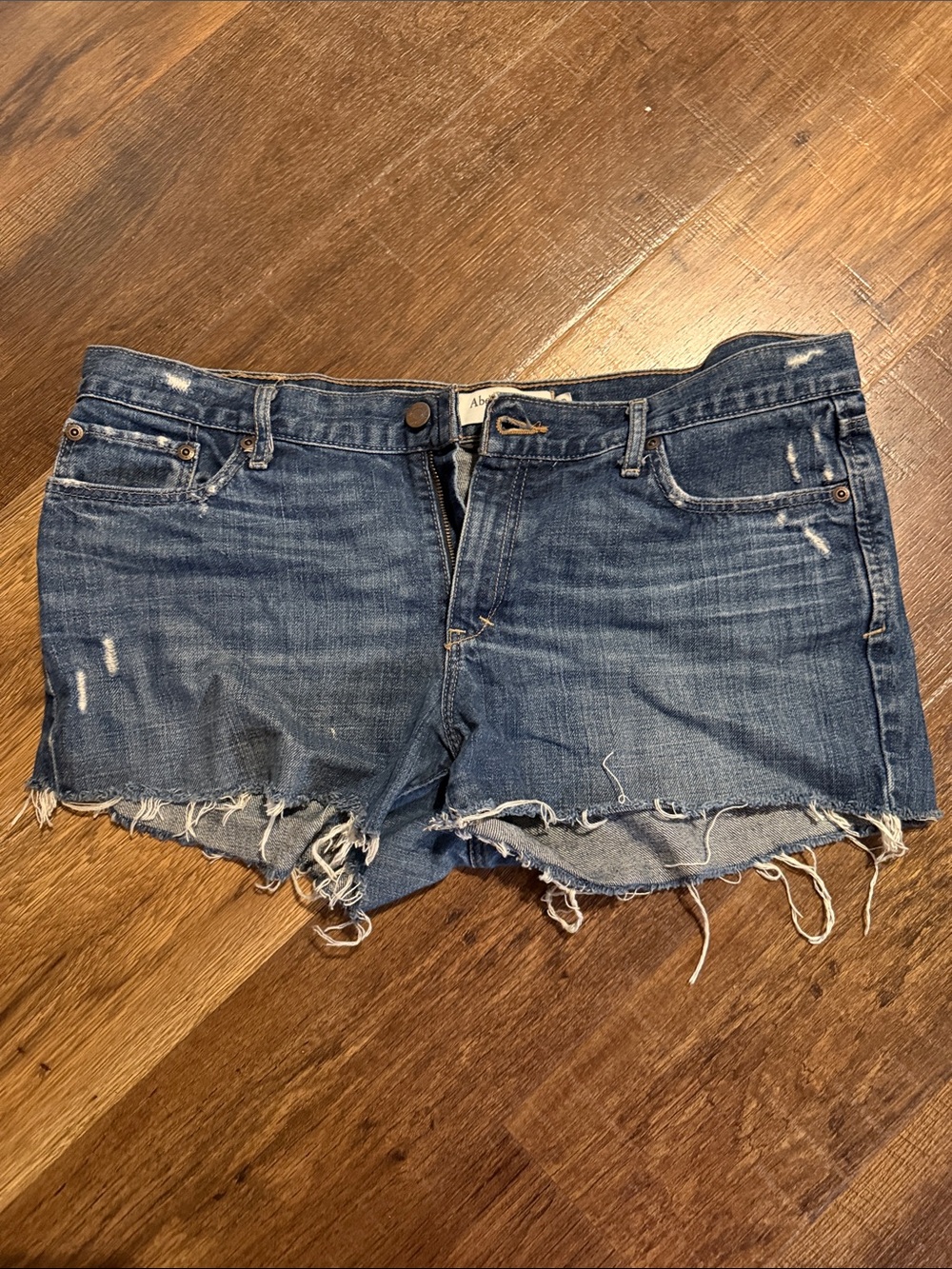 Abercrombie & Fitch Distressed Dark Blue Denim Cutoff Shorts